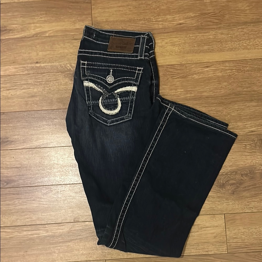 True Religion Dark Wash Jeans with White Stitching